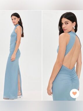 SIR the Label Ruby Open Back Blue Gown